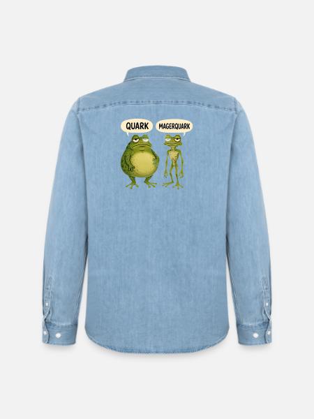 Quark Magerquark Lustige Frösche Für Froschfans - Männer Jeanshemd Organic von Stanley/Stella - verwaschenes Hellblau