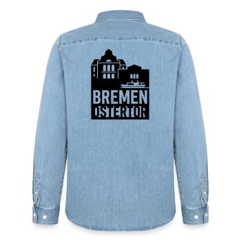 bremen ostertor - Männer Jeanshemd Organic von Stanley/Stella - verwaschenes Hellblau - Hinten - AI Model Male 185 light (185cm)