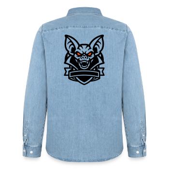 Fledermaus Maskottchen Logo - Männer Jeanshemd Organic von Stanley/Stella - verwaschenes Hellblau - Hinten - AI Model Male 185 light (185cm)