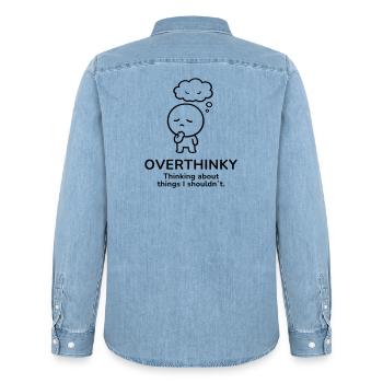 Overthinky – Thinking Too Much | Mindful Mood - Männer Jeanshemd Organic von Stanley/Stella - verwaschenes Hellblau - Hinten - AI Model Male 185 light (185cm)