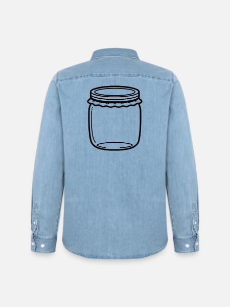 Jam Jar Outline - Men’s Organic Denim Shirt by Stanley/Stella - light wash