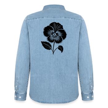 Stiefmütterchenblüte - Männer Jeanshemd Organic von Stanley/Stella - verwaschenes Hellblau - Hinten - AI Model Male 185 light (185cm)