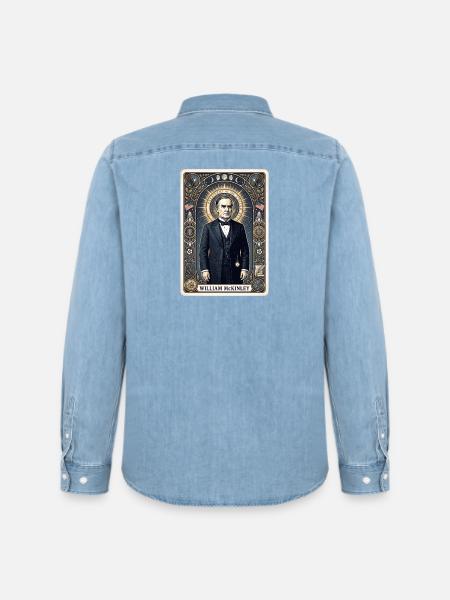 William McKinley Tarotkarte - Männer Jeanshemd Organic von Stanley/Stella - verwaschenes Hellblau