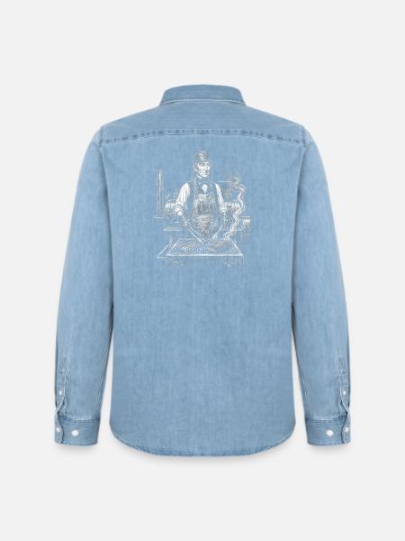 John Tyler grilling - Men’s Organic Denim Shirt by Stanley/Stella - light wash