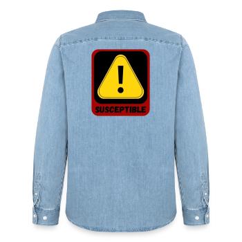 Anfällig - Männer Jeanshemd Organic von Stanley/Stella - verwaschenes Hellblau - Hinten - AI Model Male 185 light (185cm)