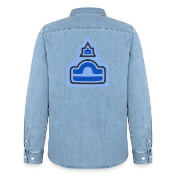 Zodiac Tribal Libra and Air - Men’s Organic Denim Shirt by Stanley/Stella - light wash - Back - AI Model Male 185 light (185cm)