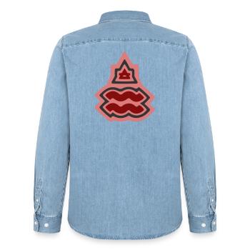 Zodiac Tribal Aquarius and Air - Men’s Organic Denim Shirt by Stanley/Stella - light wash - Back - AI Model Male 185 light (185cm)