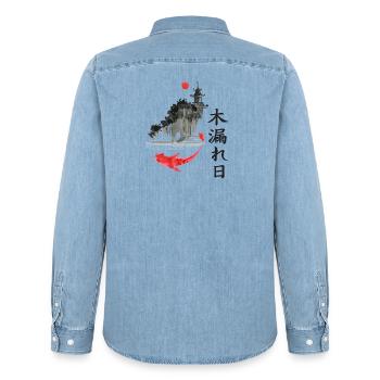 japan Drachen japanisch anime asiatisch - Männer Jeanshemd Organic von Stanley/Stella - verwaschenes Hellblau - Hinten - AI Model Male 185 light (185cm)