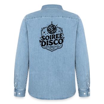 Disco night - Men’s Organic Denim Shirt by Stanley/Stella - light wash - Back - AI Model Male 185 light (185cm)