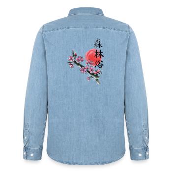 japan Kirschblüte japanisch anime asiatisch - Männer Jeanshemd Organic von Stanley/Stella - verwaschenes Hellblau - Hinten - AI Model Male 185 light (185cm)