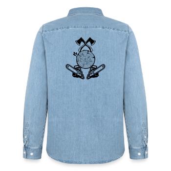 Landschaftsgärtner hart härter Gärtner - Männer Jeanshemd Organic von Stanley/Stella - verwaschenes Hellblau - Hinten - AI Model Male 185 light (185cm)