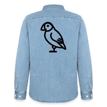 Papageitaucher-Seevogel - Männer Jeanshemd Organic von Stanley/Stella - verwaschenes Hellblau - Hinten - AI Model Male 185 light (185cm)