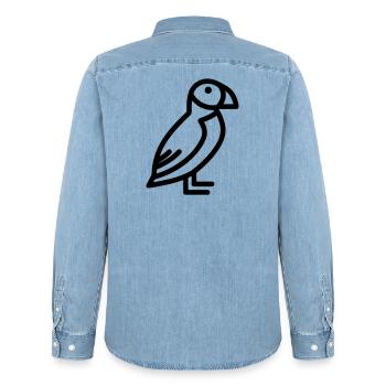 Papageitaucher-Seevogel - Männer Jeanshemd Organic von Stanley/Stella - verwaschenes Hellblau - Hinten - AI Model Male 185 light (185cm)