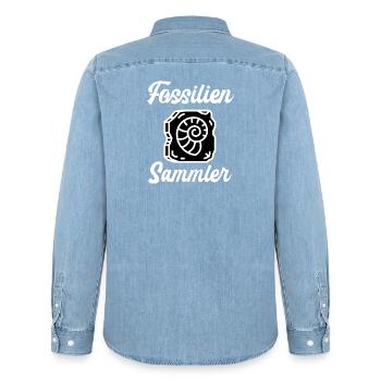 Fossilien Steine Geologie Sammler Mineral Geologe - Männer Jeanshemd Organic von Stanley/Stella - verwaschenes Hellblau - Hinten - AI Model Male 185 light (185cm)
