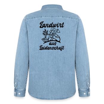 Landwirt Landwirtschaft Bauernhof Trecker - Männer Jeanshemd Organic von Stanley/Stella - verwaschenes Hellblau - Hinten - AI Model Male 185 light (185cm)