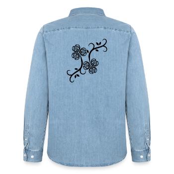 Celtic Irland Wikinger Keltisch Knoten Muster Baum - Männer Jeanshemd Organic von Stanley/Stella - verwaschenes Hellblau - Hinten - AI Model Male 185 light (185cm)