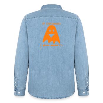 Orange Halloween Ghost Code – lustiger Programmierer-Gif - Männer Jeanshemd Organic von Stanley/Stella - verwaschenes Hellblau - Hinten - AI Model Male 185 light (185cm)