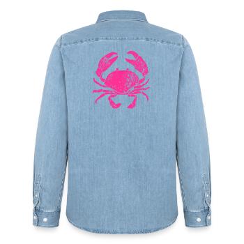 Krabbe Krebs Strand Meerestier - Männer Jeanshemd Organic von Stanley/Stella - verwaschenes Hellblau - Hinten - AI Model Male 185 light (185cm)