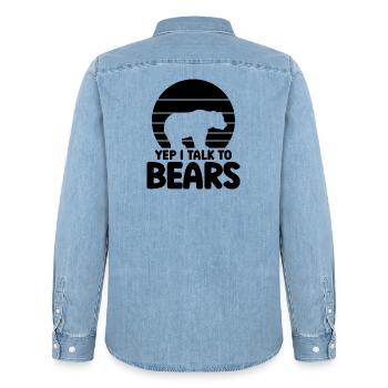 Bärensilhouette Statement - Männer Jeanshemd Organic von Stanley/Stella - verwaschenes Hellblau - Hinten - AI Model Male 185 light (185cm)