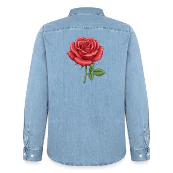 Rote Rose - Männer Jeanshemd Organic von Stanley/Stella - verwaschenes Hellblau - Hinten - AI Model Male 185 light (185cm)
