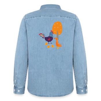 Huhn Hühner Geflügel Landwirt Ei Haustier - Männer Jeanshemd Organic von Stanley/Stella - verwaschenes Hellblau - Hinten - AI Model Male 185 light (185cm)