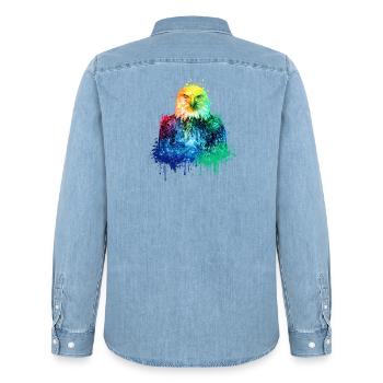 Adler Aquarell Illustration - Männer Jeanshemd Organic von Stanley/Stella - verwaschenes Hellblau - Hinten - AI Model Male 185 light (185cm)