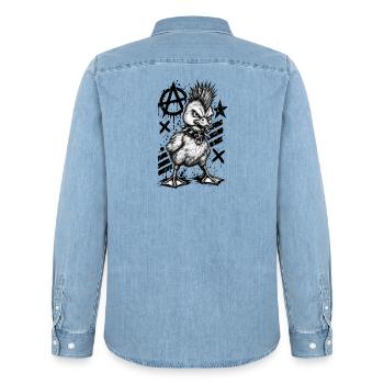 Punk Rock Duck Mohawk Anarchy Bird - Männer Jeanshemd Organic von Stanley/Stella - verwaschenes Hellblau - Hinten - AI Model Male 185 light (185cm)