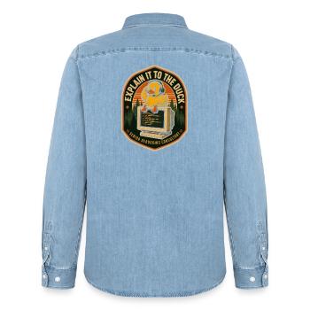  Erkläre Es Der Ente Rubber Duck Debugging - Männer Jeanshemd Organic von Stanley/Stella - verwaschenes Hellblau - Hinten - AI Model Male 185 light (185cm)