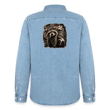 Trash Panda Night Crew Raccoon Opossum Skunk  - Männer Jeanshemd Organic von Stanley/Stella - verwaschenes Hellblau - Hinten - AI Model Male 185 light (185cm)