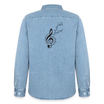 Musiknoten Musik Musiker Notenschlüssel Noten - Männer Jeanshemd Organic von Stanley/Stella - verwaschenes Hellblau - Hinten - AI Model Male 185 light (185cm)