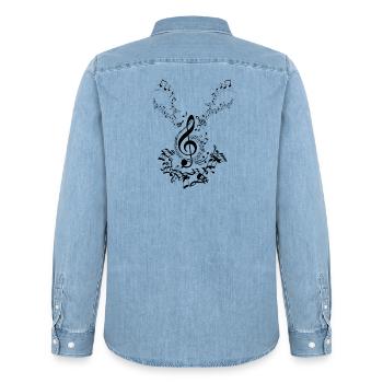 Musiknoten Musik Musiker Notenschlüssel Noten - Männer Jeanshemd Organic von Stanley/Stella - verwaschenes Hellblau - Hinten - AI Model Male 185 light (185cm)