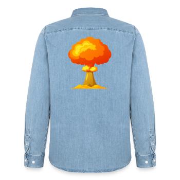 Nukleare Explosion Atomic - Männer Jeanshemd Organic von Stanley/Stella - verwaschenes Hellblau - Hinten - AI Model Male 185 light (185cm)