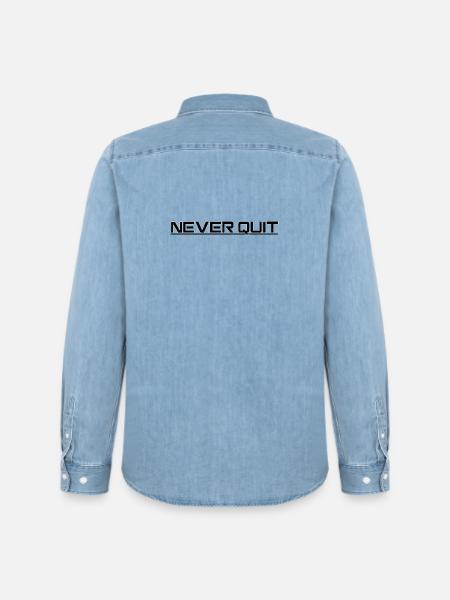 Motif d’endurance Never Quit - Chemise en denim homme bio Stanley/Stella - bleu clair délavé