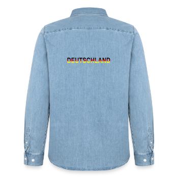 Deutschland Design - Männer Jeanshemd Organic von Stanley/Stella - verwaschenes Hellblau - Hinten - AI Model Male 185 light (185cm)