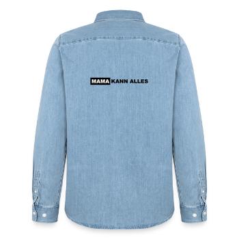 Mama kann alles Schriftzug - Männer Jeanshemd Organic von Stanley/Stella - verwaschenes Hellblau - Hinten - AI Model Male 185 light (185cm)