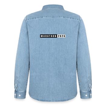 Marathon 2026 - Chemise en denim homme bio Stanley/Stella - bleu clair délavé - Dos - AI Model Male 185 light (185cm)