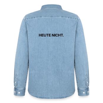 Heute nicht – klares Statement - Männer Jeanshemd Organic von Stanley/Stella - verwaschenes Hellblau - Hinten - AI Model Male 185 light (185cm)