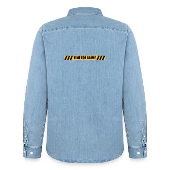 Time for Crime | Policeline | Police Line - Chemise en denim homme bio Stanley/Stella - bleu clair délavé - Dos - AI Model Male 185 light (185cm)