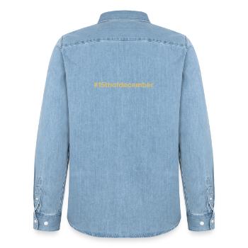 born on December 15 Birthday birthday - Men’s Organic Denim Shirt by Stanley/Stella - light wash - Back - AI Model Male 185 light (185cm)