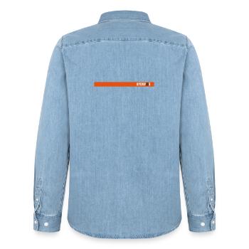 htag pomp18r d - Chemise en denim homme bio Stanley/Stella - bleu clair délavé - Dos - AI Model Male 185 light (185cm)