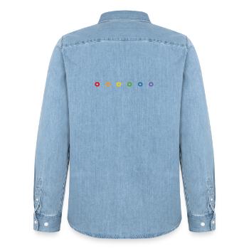 LGBT rainbow donuts LGBT lgbtqi queer - Men’s Organic Denim Shirt by Stanley/Stella - light wash - Back - AI Model Male 185 light (185cm)