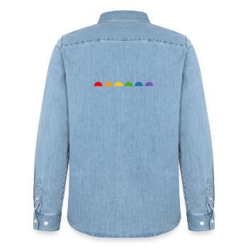 Rainbow Fun Semicircle - Men’s Organic Denim Shirt by Stanley/Stella - light wash - Back - AI Model Male 185 light (185cm)