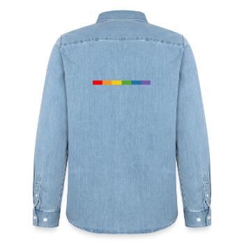 LGBT Regenbogen Tshirt lgbt queer csd tshirt - Männer Jeanshemd Organic von Stanley/Stella - verwaschenes Hellblau - Hinten - AI Model Male 185 light (185cm)