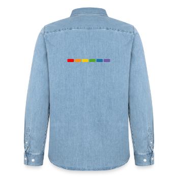LGBT T Shirt Rainbow - Men’s Organic Denim Shirt by Stanley/Stella - light wash - Back - AI Model Male 185 light (185cm)
