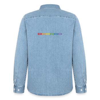 LGBT Shirt Regenbogen für den nächsten CSD. - Männer Jeanshemd Organic von Stanley/Stella - verwaschenes Hellblau - Hinten - AI Model Male 185 light (185cm)