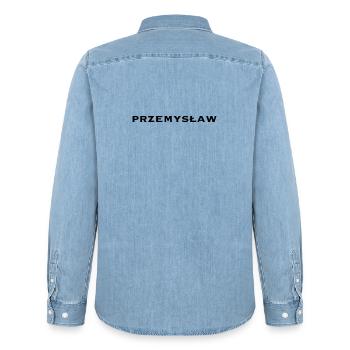 Przemyslaw - Men’s Organic Denim Shirt by Stanley/Stella - light wash - Back - AI Model Male 185 light (185cm)