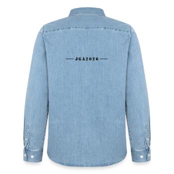 Jga 2026 Bachelor Party - Men’s Organic Denim Shirt by Stanley/Stella - light wash - Back - AI Model Male 185 light (185cm)