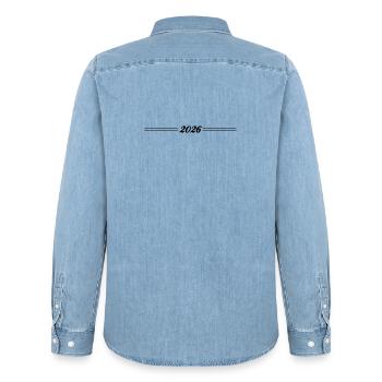 2026 Jahr - Männer Jeanshemd Organic von Stanley/Stella - verwaschenes Hellblau - Hinten - AI Model Male 185 light (185cm)