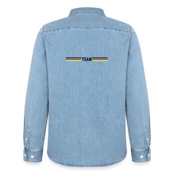 Team Deutschland Linie - Männer Jeanshemd Organic von Stanley/Stella - verwaschenes Hellblau - Hinten - AI Model Male 185 light (185cm)