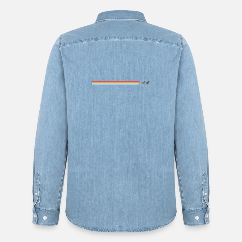 Pastellstreifen Katzensilhouetten - Männer Jeanshemd Organic von Stanley/Stella - verwaschenes Hellblau